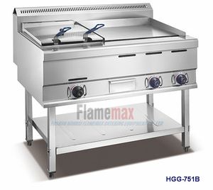 HGG-751B gas griddle with gas fryer with disassembled shelf